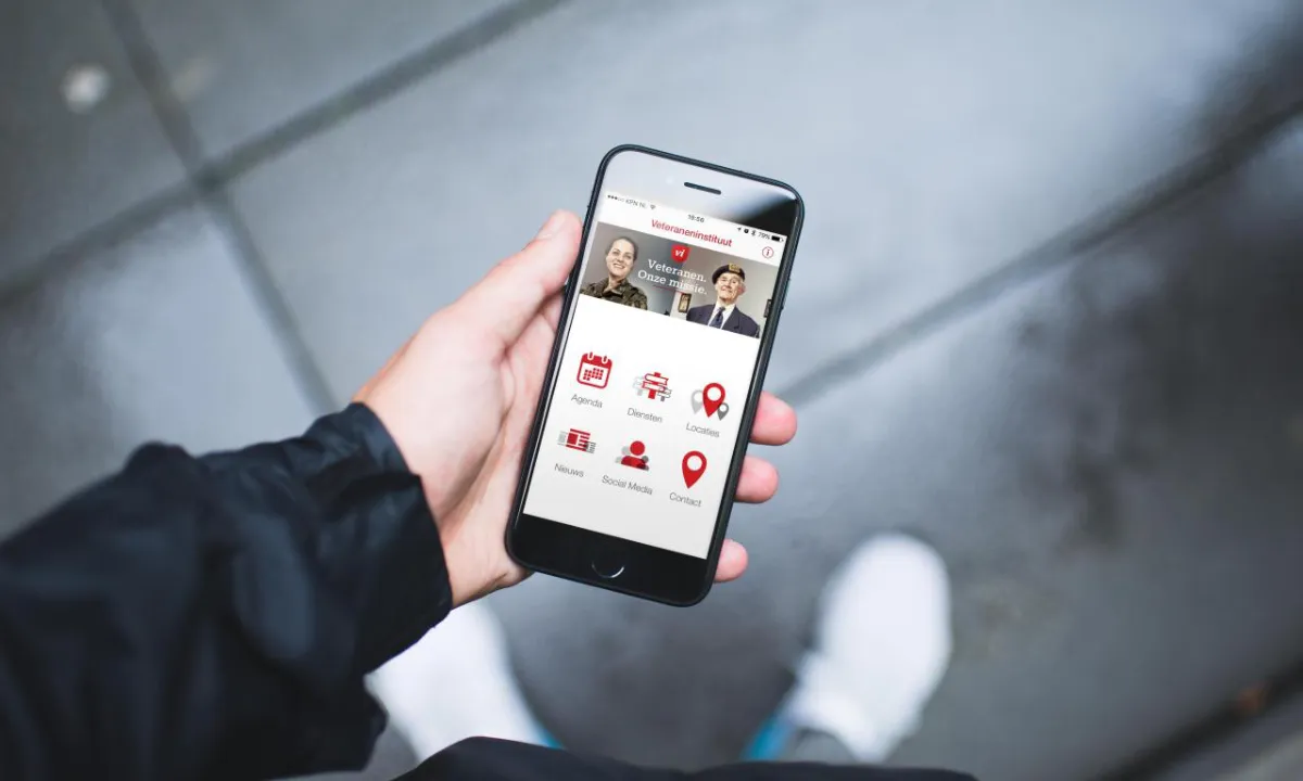 Projectafbeelding van de app van het Veteraneninstituut