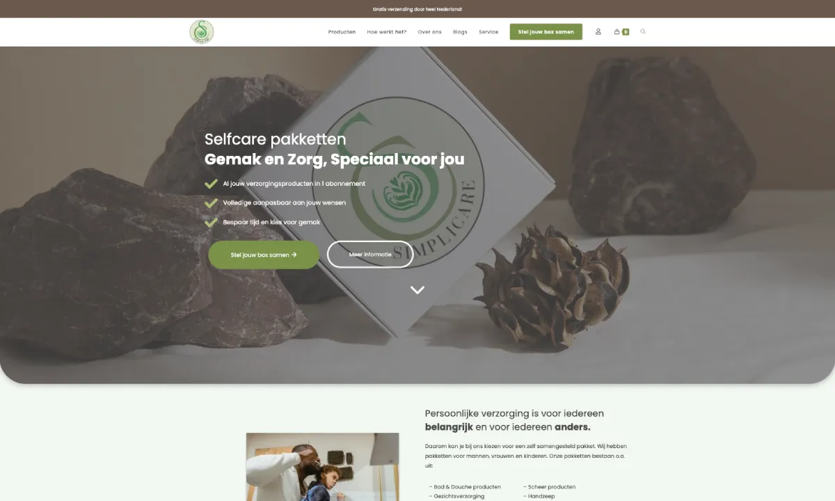 Projectafbeelding van de webshop van Simplicare