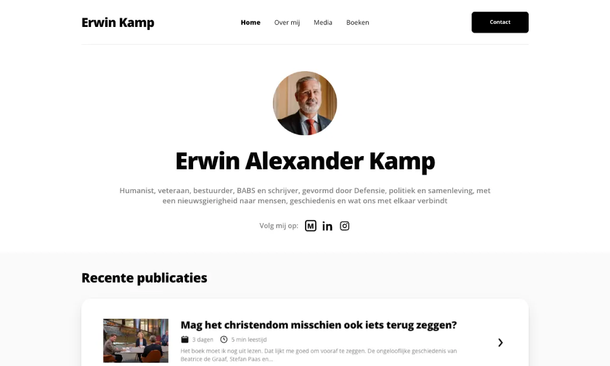 Projectafbeelding van de website voor Erwin Kamp