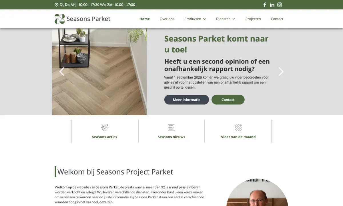Projectafbeelding van de website voor Seasons Parket